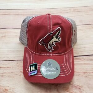 Arizona Coyotes Hat Cap Fitted Mens‎ Large Red Gray NHL Hockey Center Ice Reebok